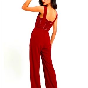Burgundy Lace Jumpsuit